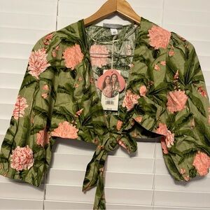 Agua bendita x target women XXS peony print tie wrap top